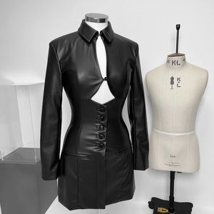 Manière de Voir vegan leather cut out blazer dress - Black size 6